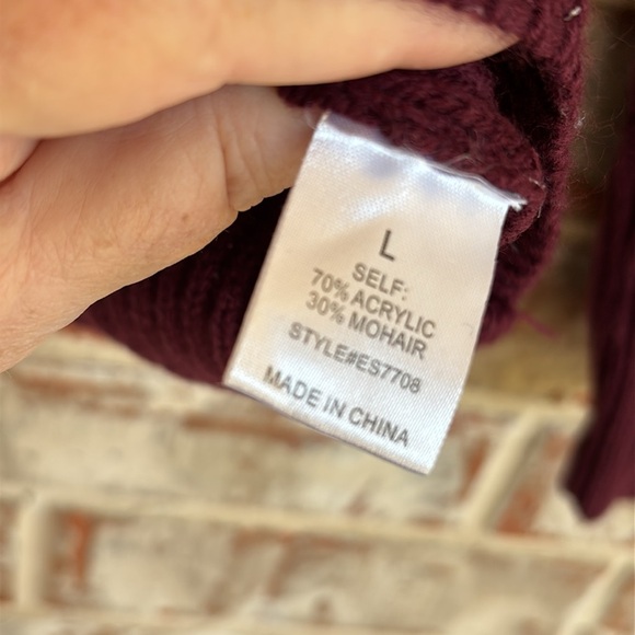 Ann Taylor Burgundy Lace-Up Knit Sweater - Picture 8 of 10